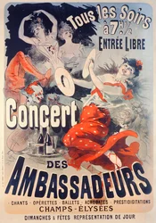 Plakat zur Werbung für das Konzert des Ambassadeurs, 1884